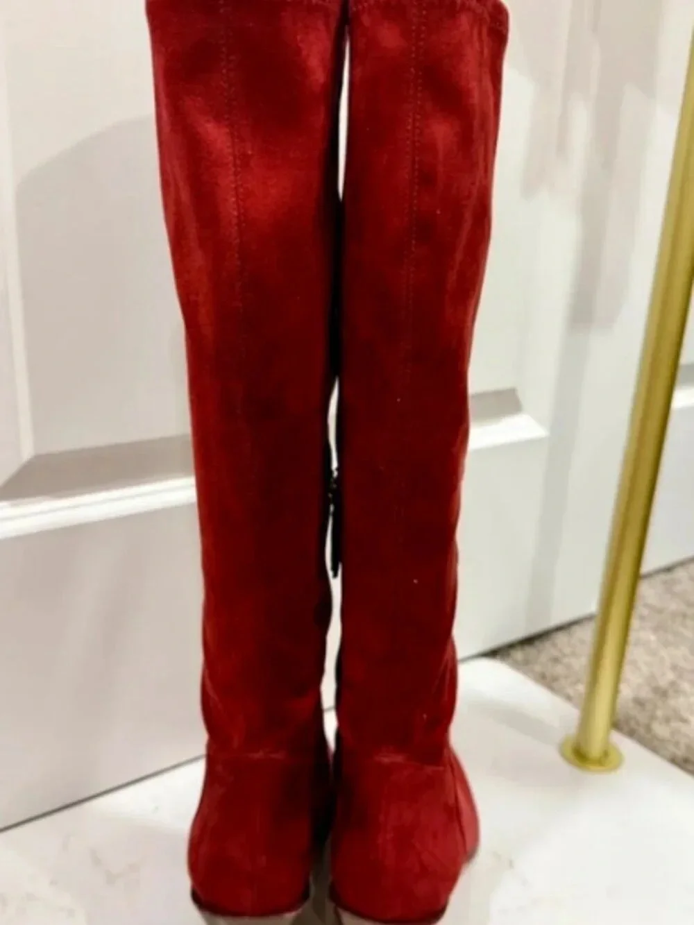 Women's Over-the-Knee Pointed-Toe Suede Boots — Red